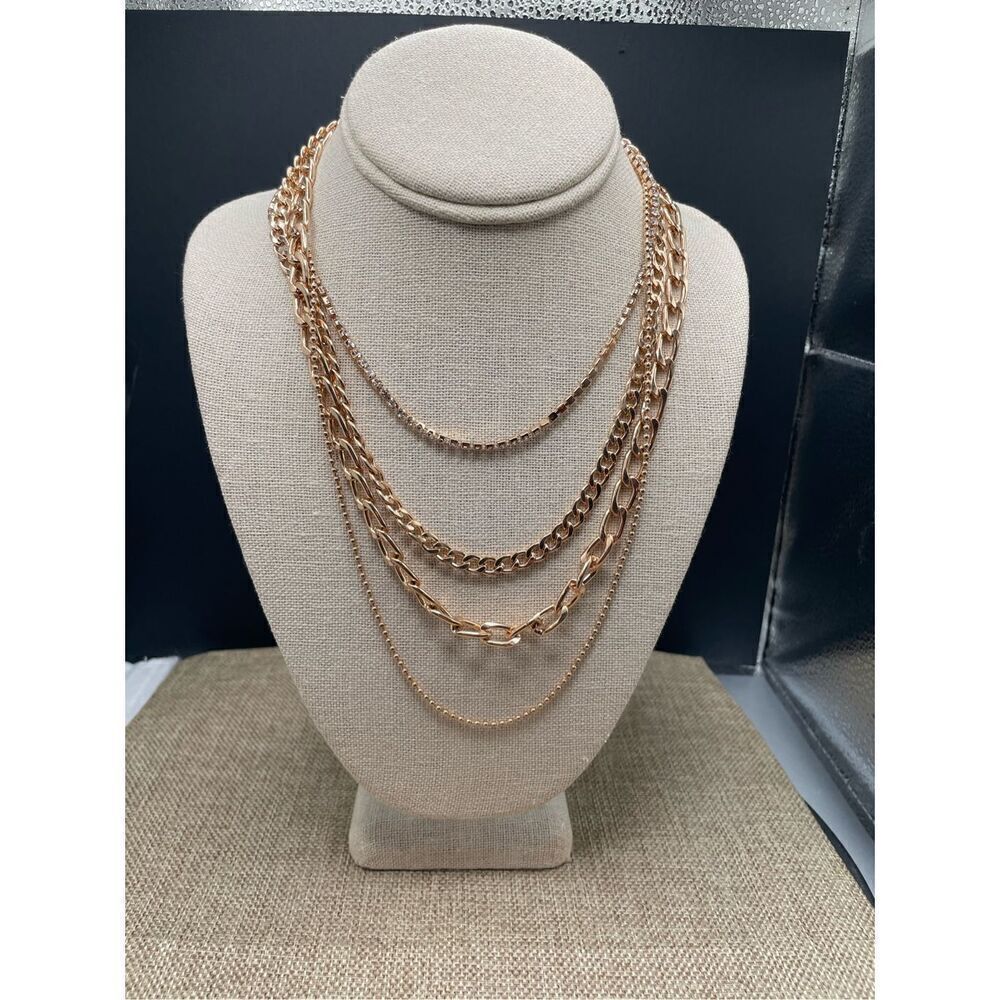 Missgrace Layered Rose Gold Chain Choker Necklace Adjustable Clasp Anniversary